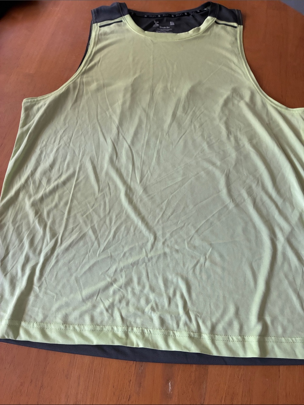 Men's Athletic Tank Top in Lime Green with Gray Trim